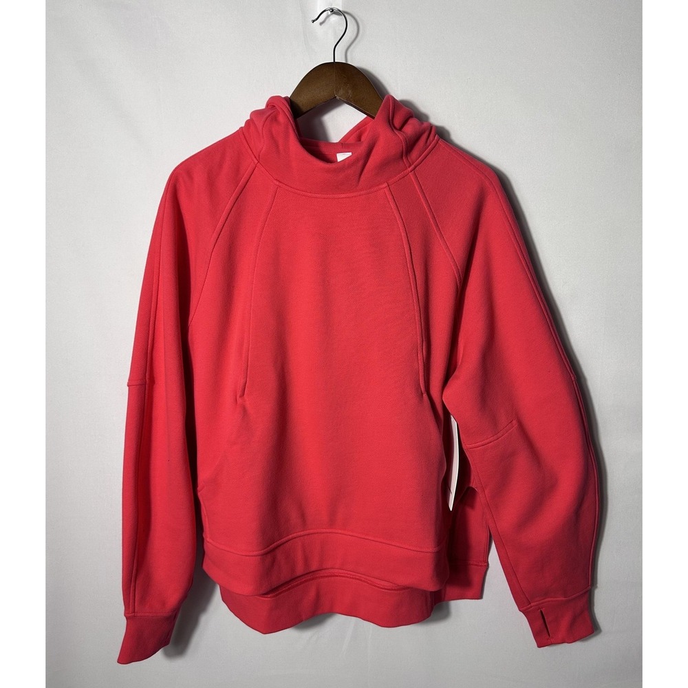 Lululemon Hoodie Womens Medium Large Red Scuba Oversized Side Slit Pullover